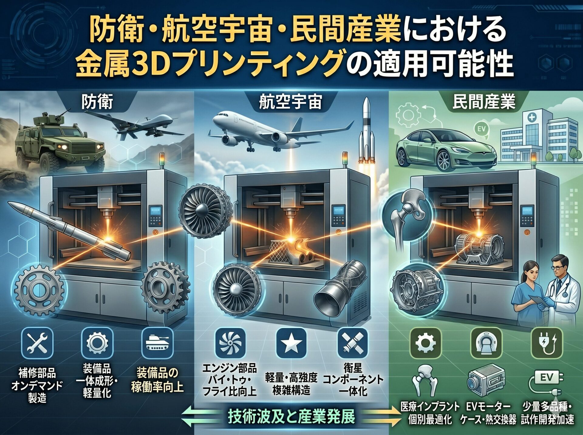 デュアルユース（軍民両用）分野における金属3Dプリンティングの適用可能性｜金属3Dプリンタ工法転換ラボ