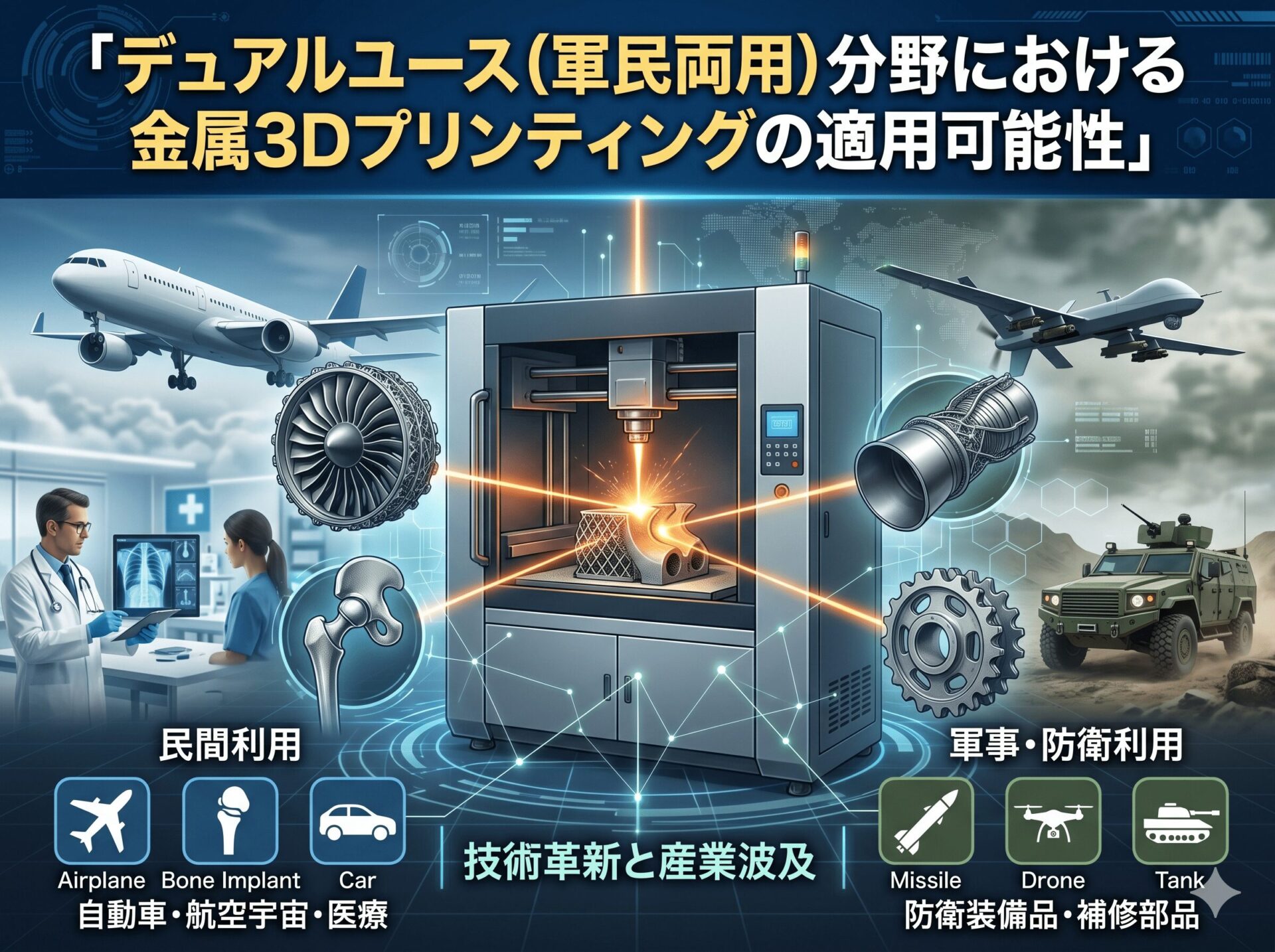デュアルユース（軍民両用）分野における金属3Dプリンティングの適用可能性｜金属3Dプリンタ工法転換ラボ